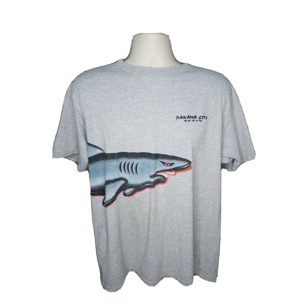 Shark Tee Shirt Mens Large Wrap Around Graphic Panama City Beach by Tulex
